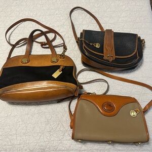 3 vintage Dooney & Bourke Elegant Tan and Black Women's Handbag leather